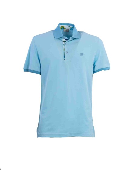 Shop ETRO  Polo Shirt: Etro polo shirt with logo.
Polo shirt made of cotton pique, embellished with Pegaso and ETRO logo embroidered ton-sur-ton on the chest.
The inside of the collar and closure are finished with a Paisley print.
100% cotton.
Regular fit.
Made in Italy.. MRMD0005 AC174-B0196